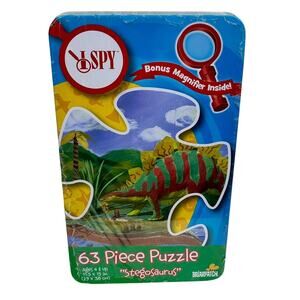 5 for $25| BriarPatch I Spy 63‎ Piece Stegosaurus Puzzle With Tin & Magnifier